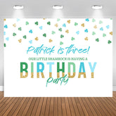 Aperturee - Patrick Is Three Clover White 3th Birthday Backdrop